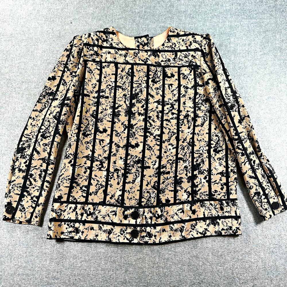 Laciny Carol Petites Gold Black Shimmery Lined Button Accents M/L
